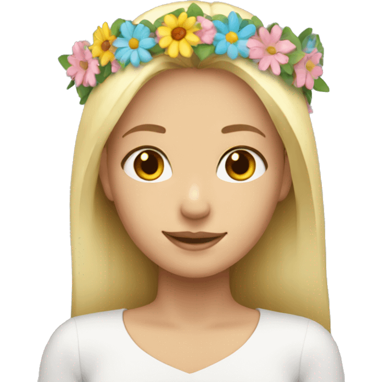 Blond girl with flower crown emoji