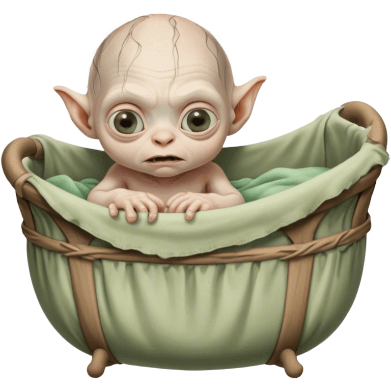 Baby gollum from lord of the rings in bassinet emoji