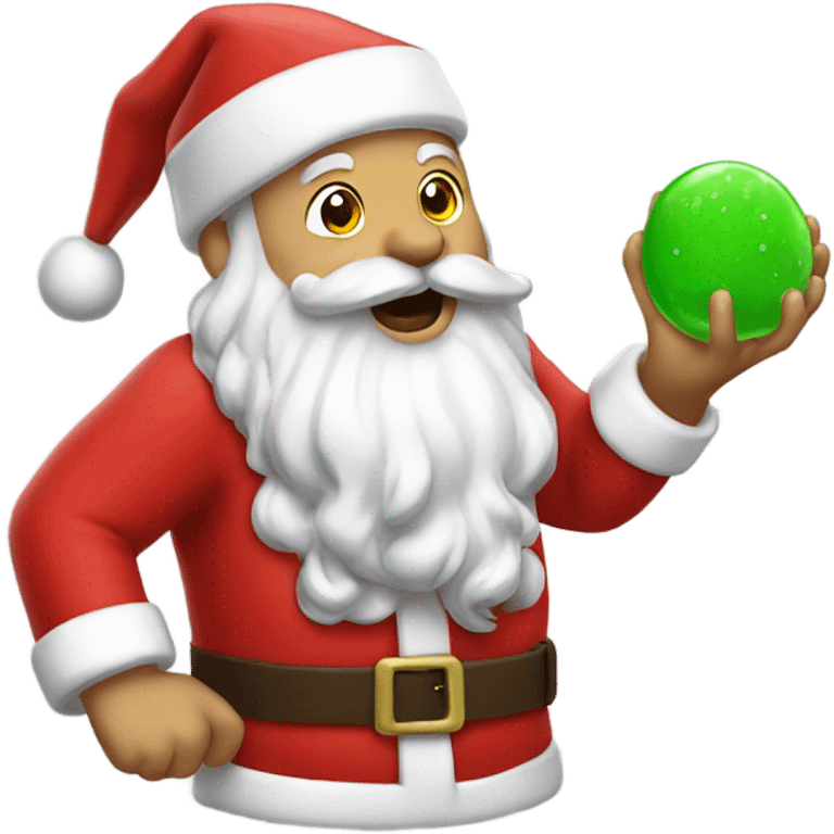 Santa playing with slime emoji