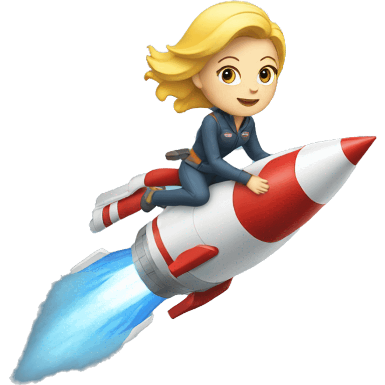 white woman riding a rocket emoji