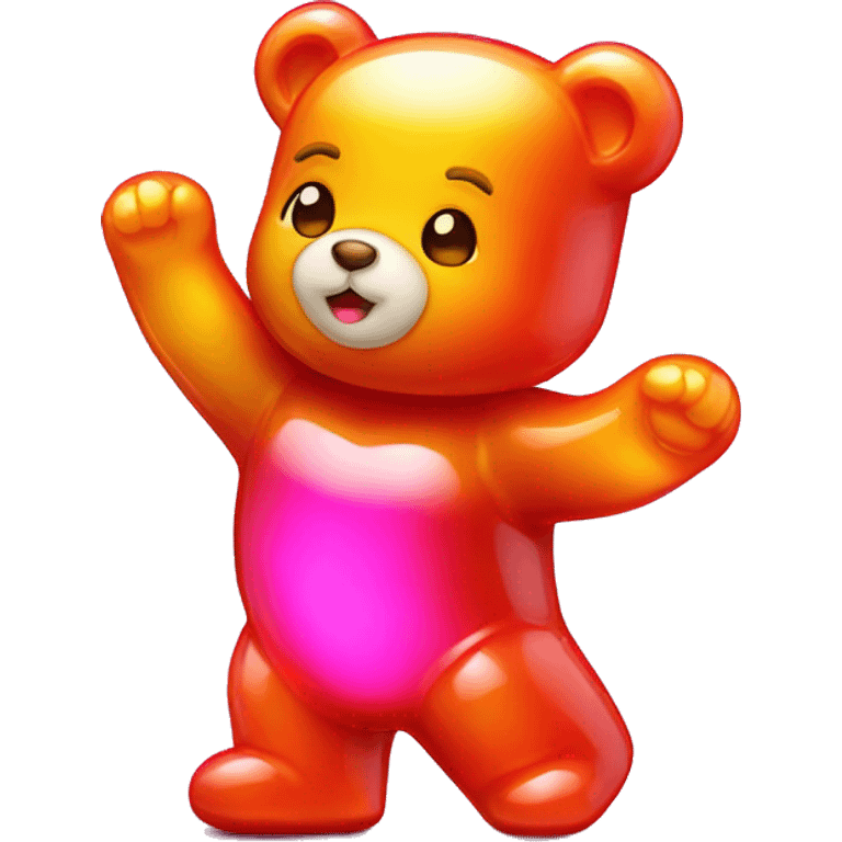 Cute gummy bear, shiny, read emoji