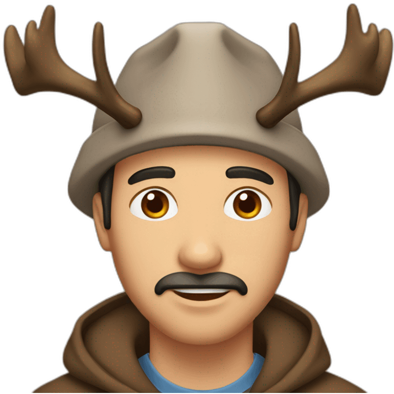 Man Hat brown eyes with Moose antlers emoji