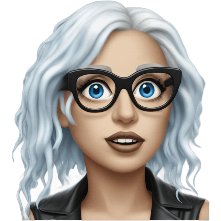 Hyper Realistic lady gaga rain on me blue eyes black glasses  emoji