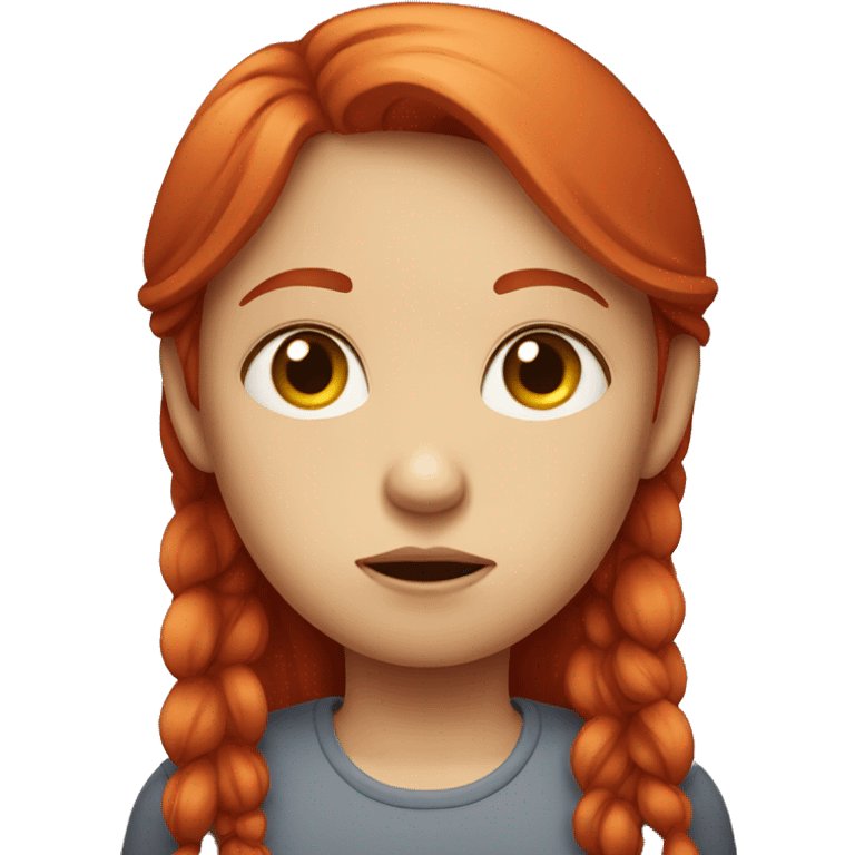 A red head girl with a sad face emoji