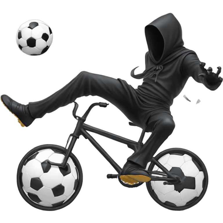 Grim reaper doing a bicycle kick with a soccer ball emoji