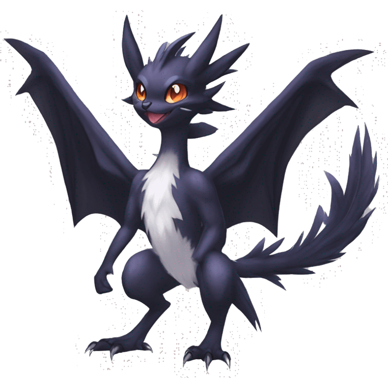 Edgy Cool Fluffy Nargacuga-Noivern-Pokémon-fusion-cat Full Body emoji