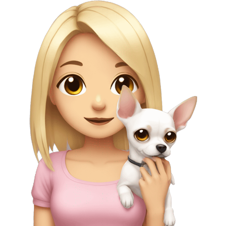 cute anime girl with a chihuahua emoji