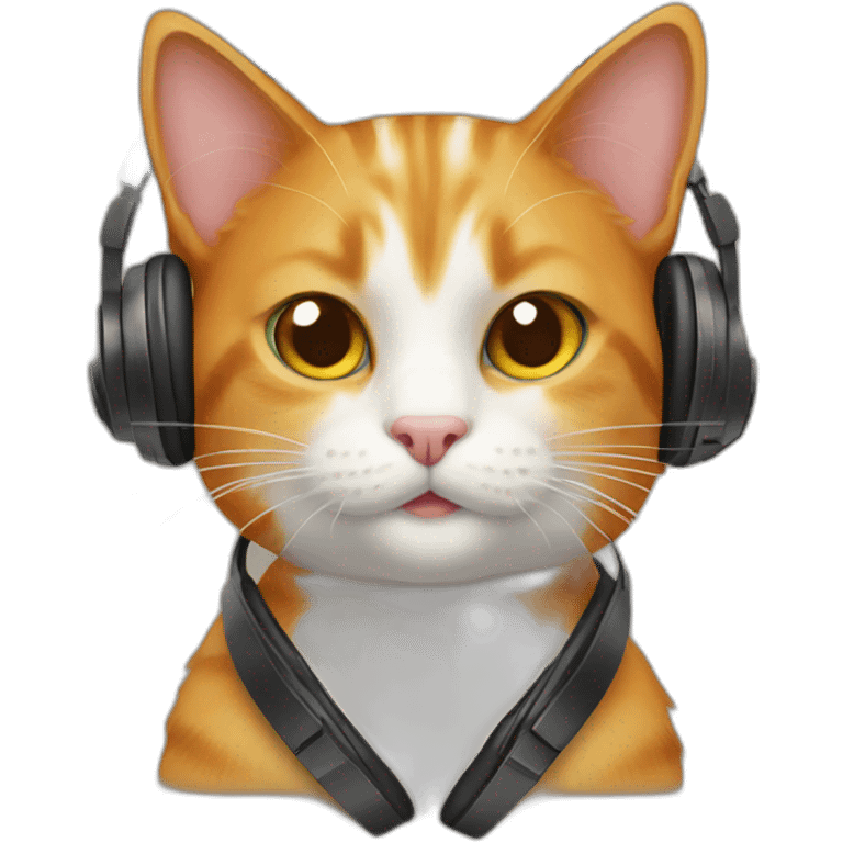 ginger cat with headphones emoji