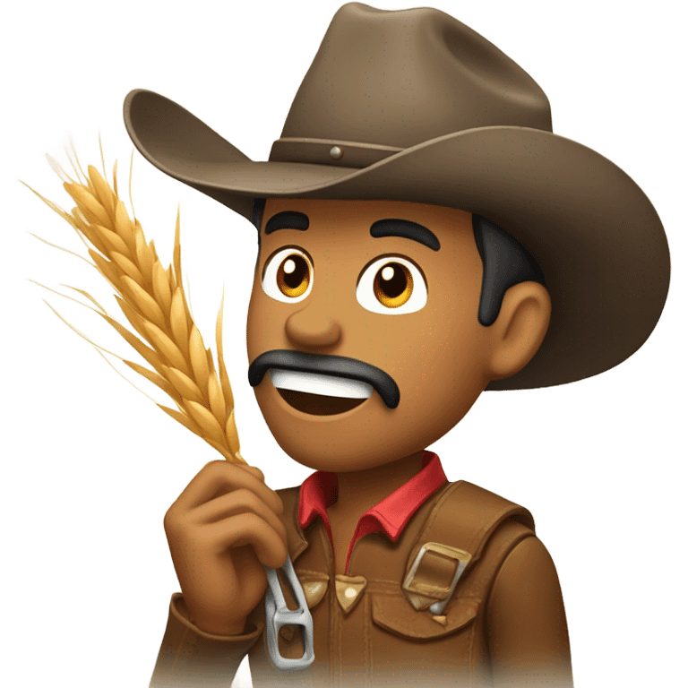 Cowboy biting a piece of wheat emoji