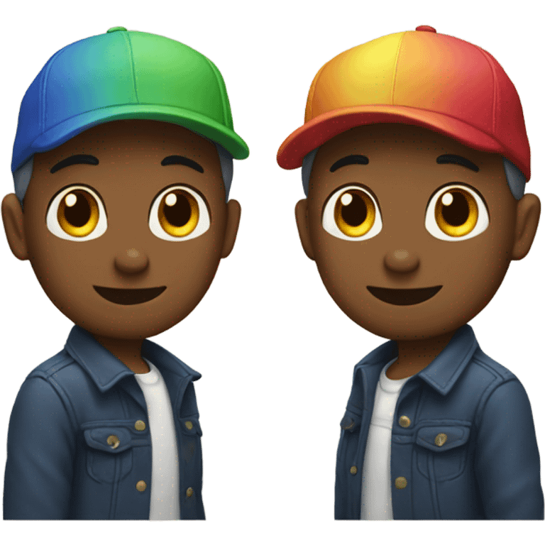 Gay couple wearing caps emoji