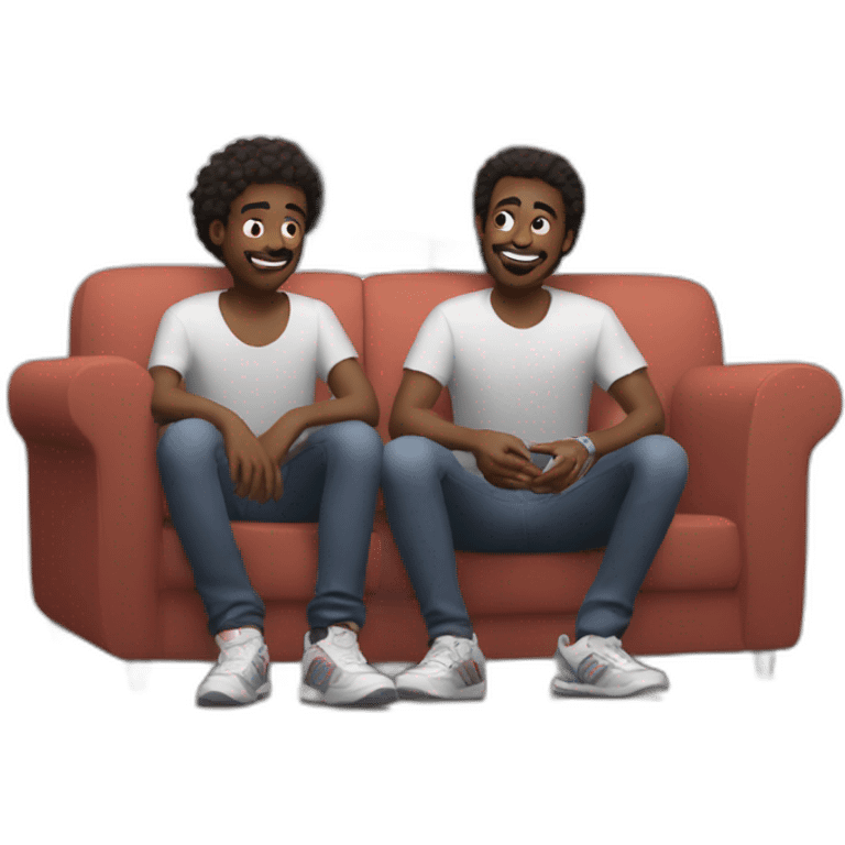 1 guy watching his 2 best friend play with their ps5 emoji