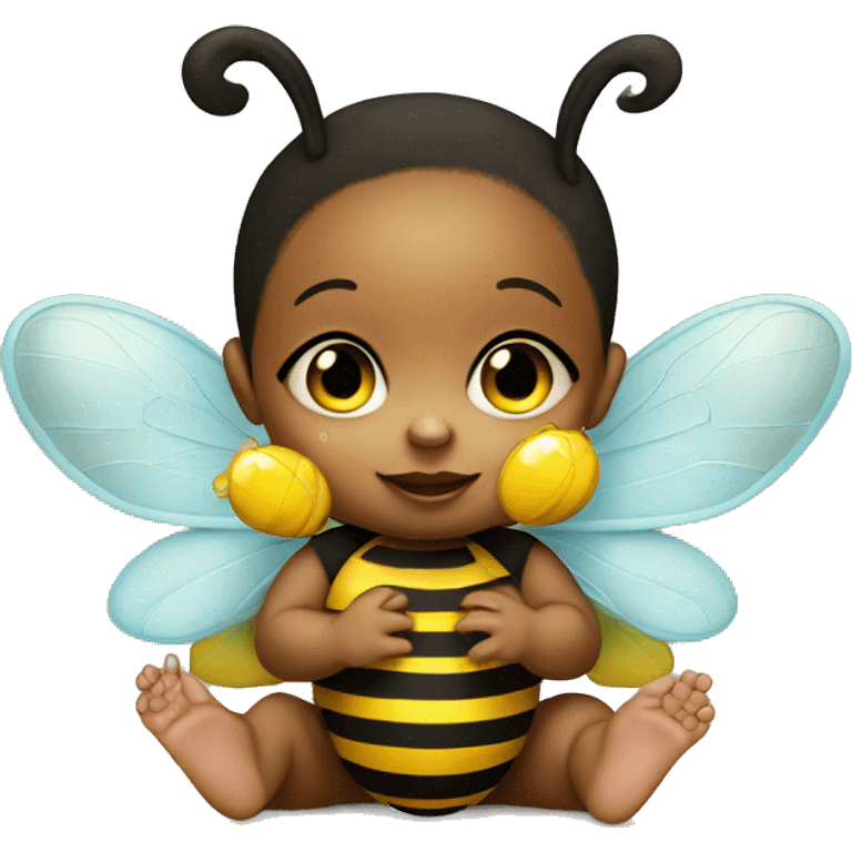 baby girl with pacifier dressed as a bee emoji