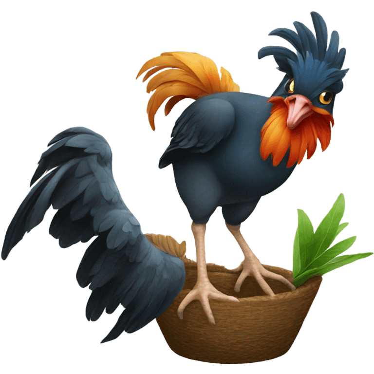 Jungle fowl with a dipper emoji