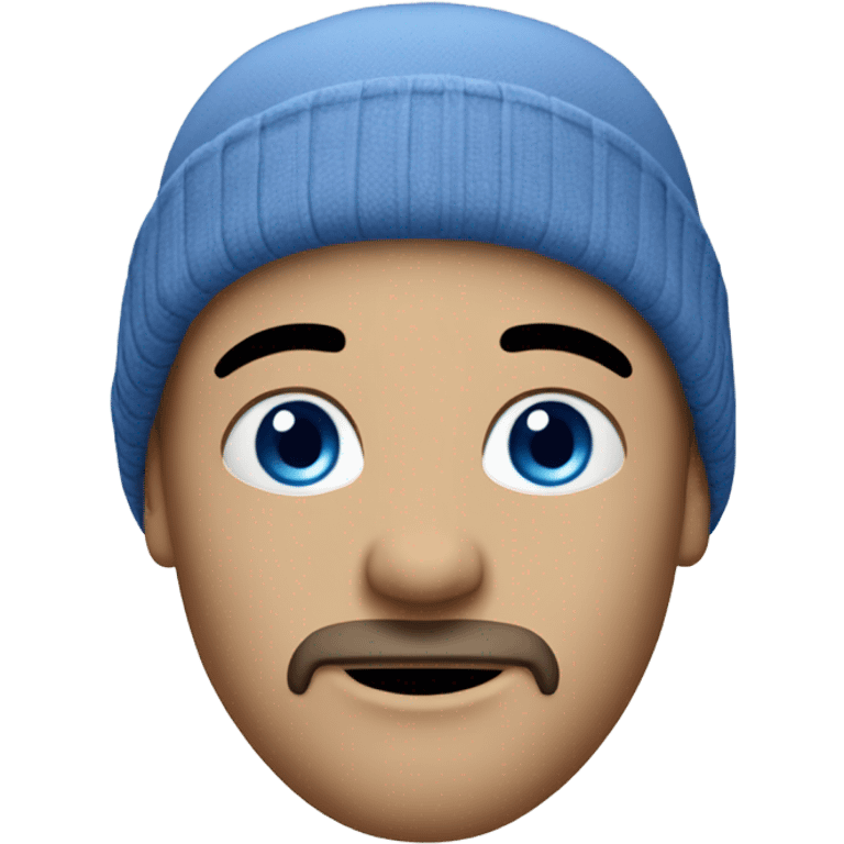 white man with blue eyes, a goatee, beanie hat  emoji