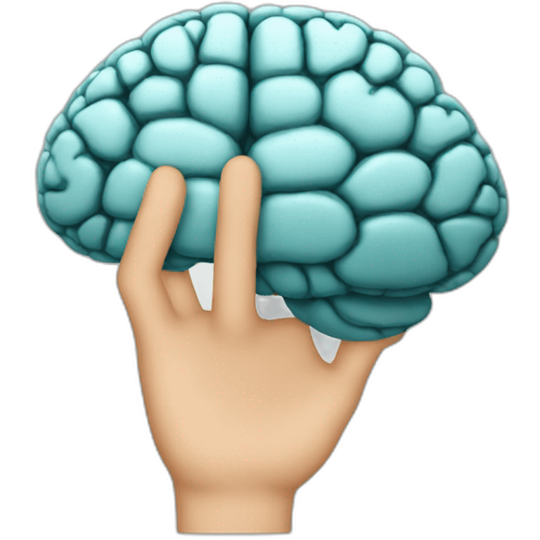 Hand with brain emoji