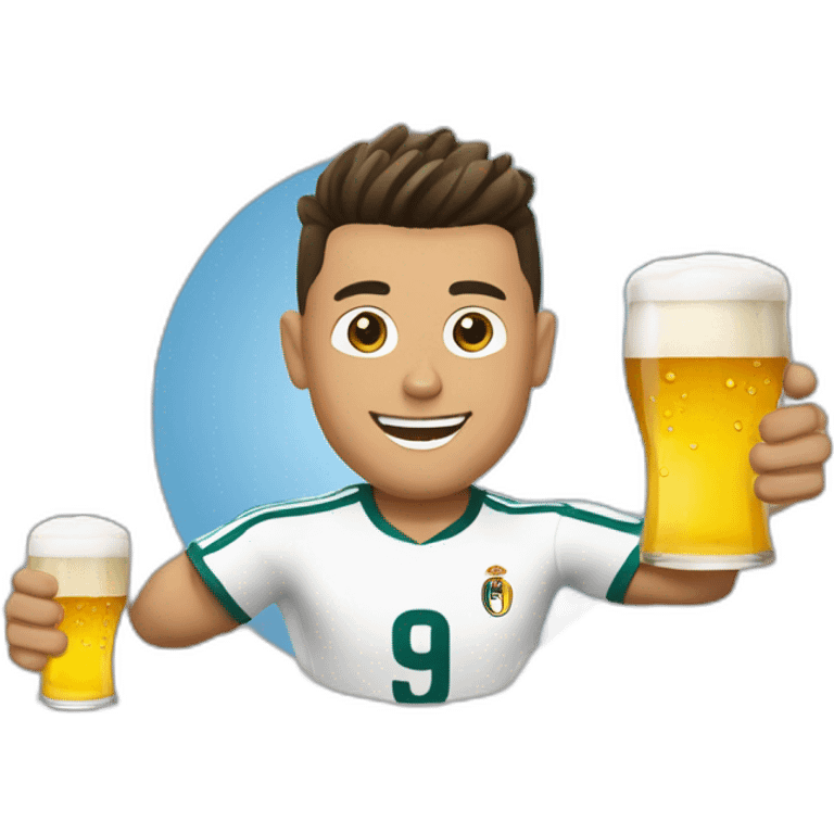 Ronaldo buvant une bière emoji