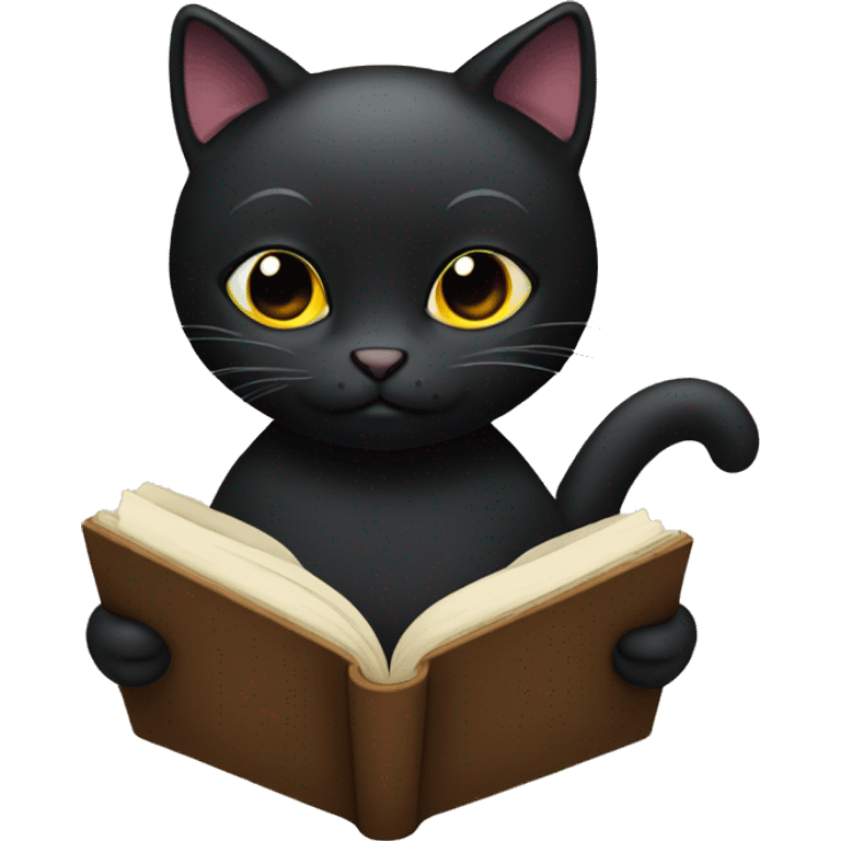 A black cat reading a book emoji