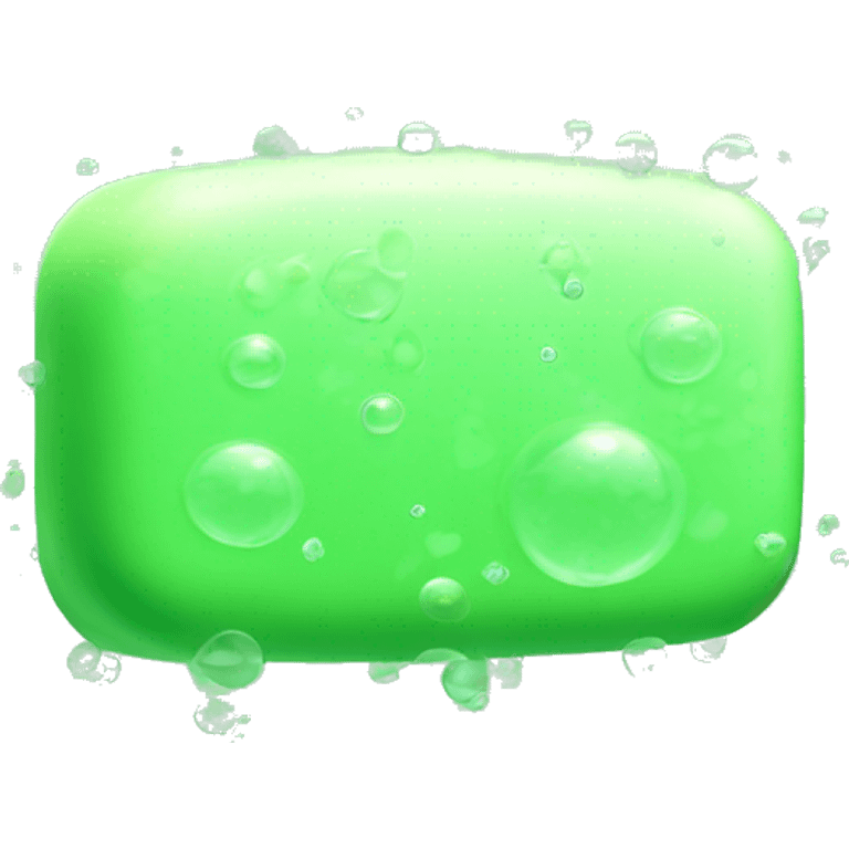 Draw a light green bar of soap. The whole thing is a bubble shape, with the tip of the bubble sticking out slightly to the side, no expression, and surrounded by bubbles, emoji