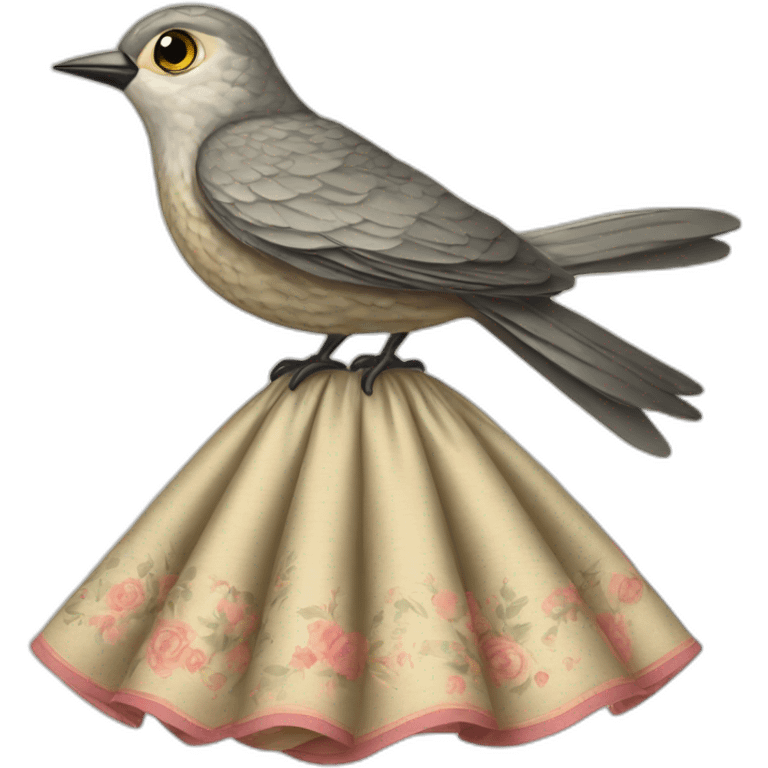 Cuckoo bird wearing a vintage dress emoji