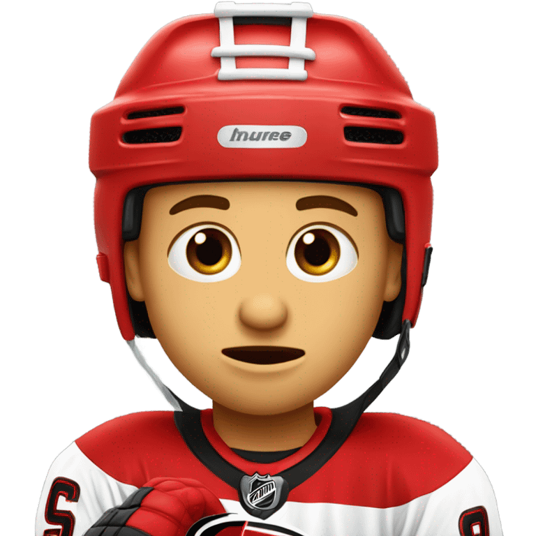 Carolina hurricanes hockey fan who’s crying wearing a hockey helmet emoji