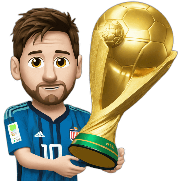 LIONEL MESSI WONDERING TO WORLD CUP TROPHY emoji