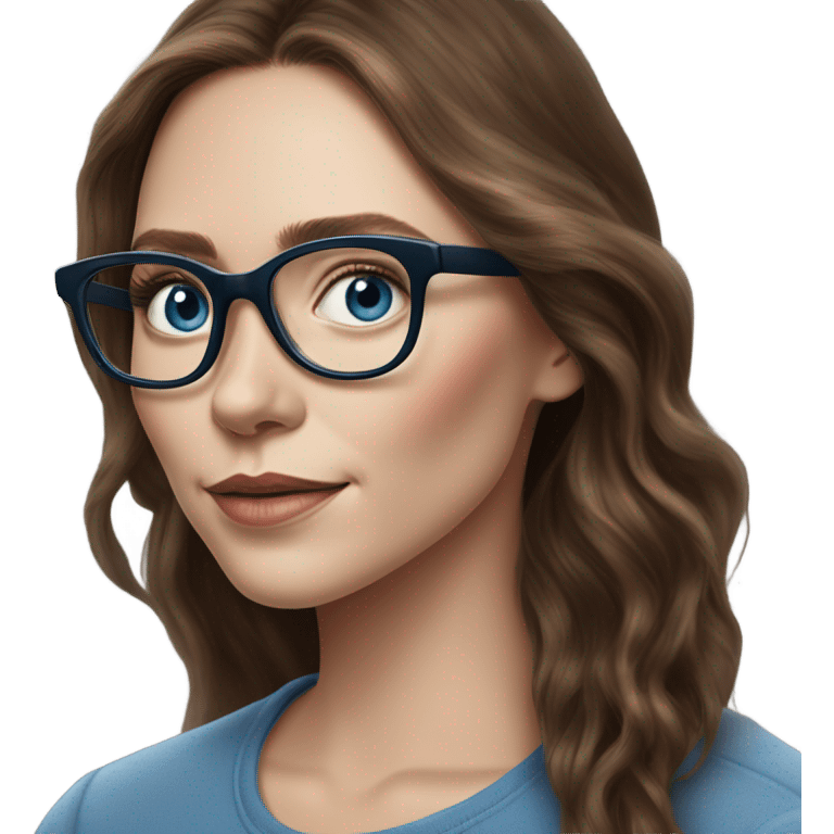 Hyper Realistic Elizabeth Olsen brunette blue eyes wearing glasses  emoji