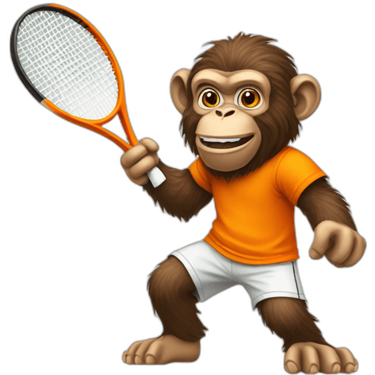 ape playing tennis in orange shirt emoji