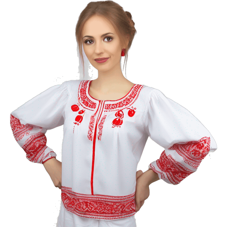  Blouse vyshyvanka, white with red embodiary on sleeves emoji