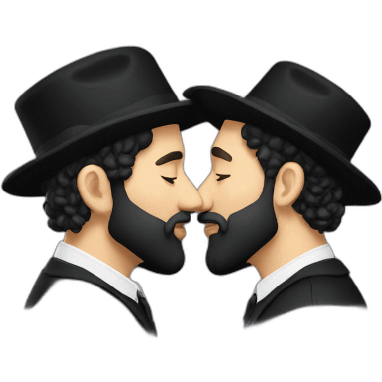 two Orthodox Jews kissing each other emoji