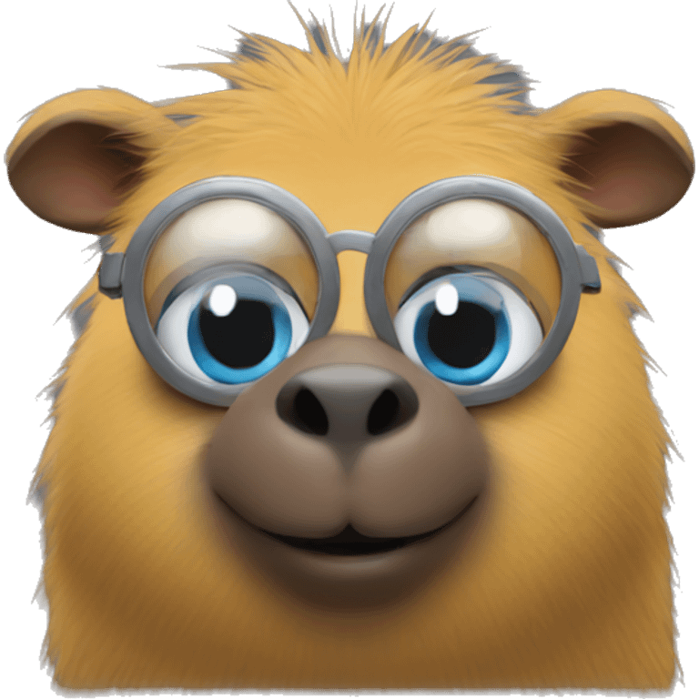 Minion with blue eyes and capybara emoji