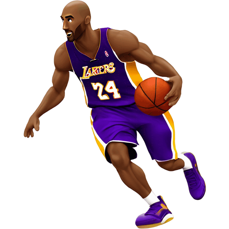 kobe bryant shooting the basket ball in a purple lakers jersey with the number 8 on it emoji