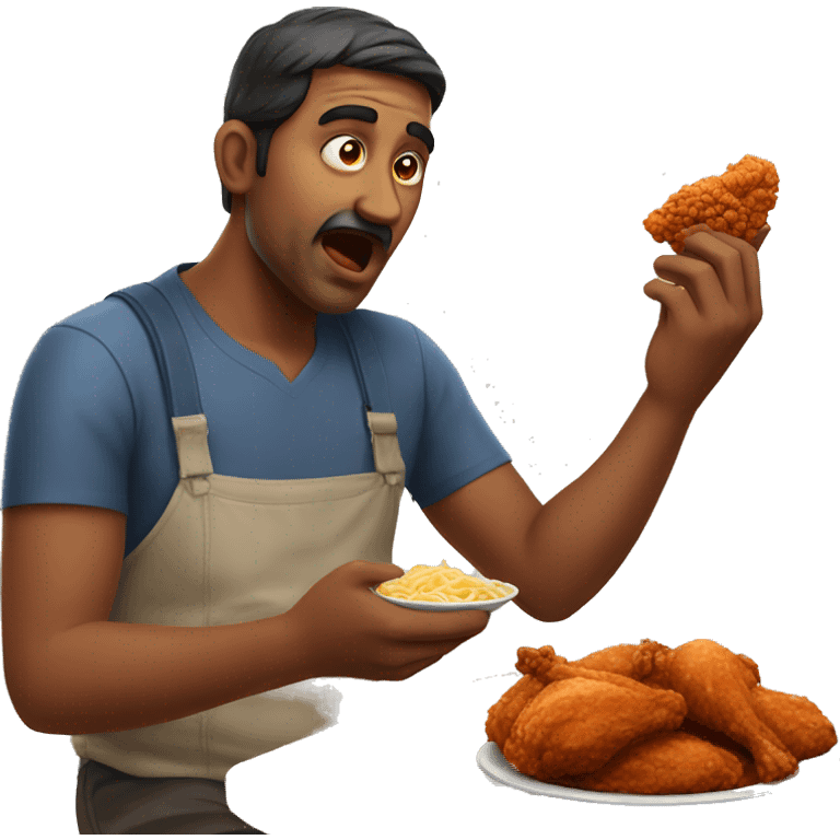 Indian man eating fried chicken  emoji