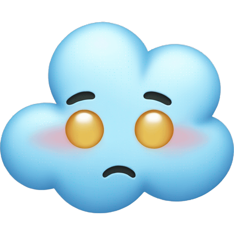 Cute sad blue cloud with blush  emoji