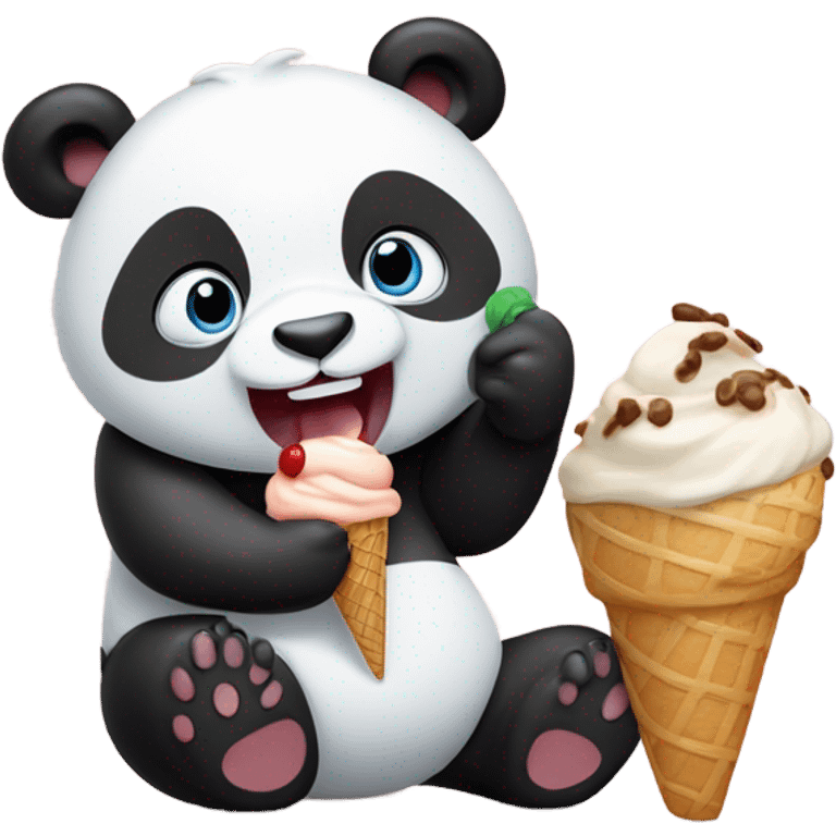 Panda eating ice cream emoji