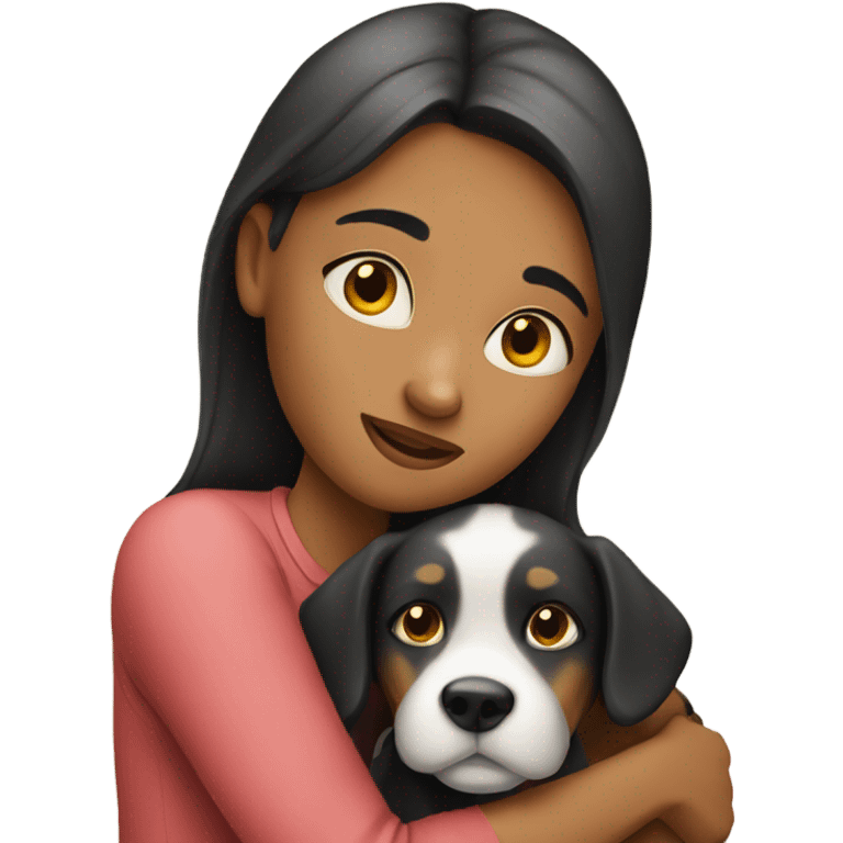 A girl huging her dog emoji