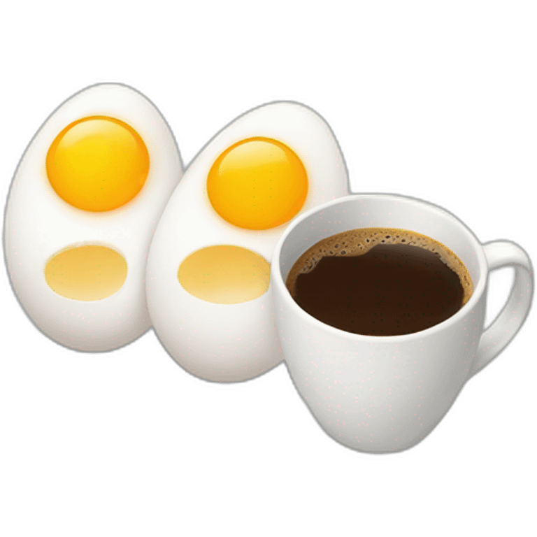 two eggs with feet having coffee emoji