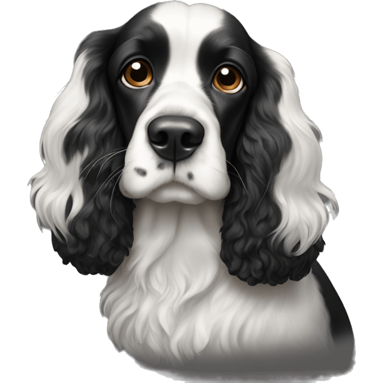 black and white cocker spaniel with nose spots emoji