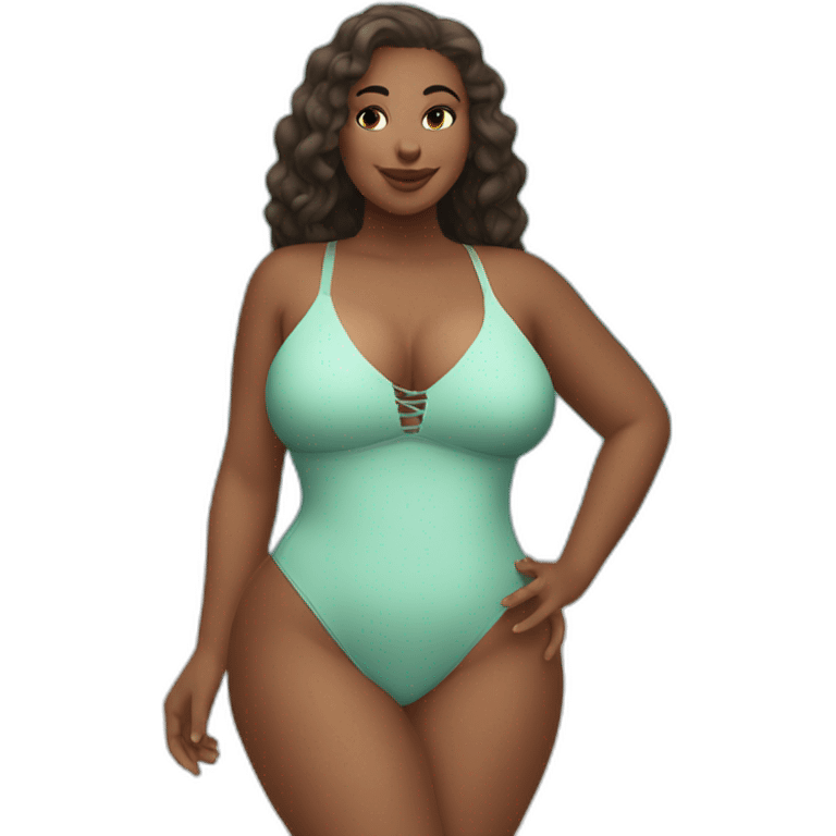 Slim-Thicc caucasian woman swimsuit posing emoji