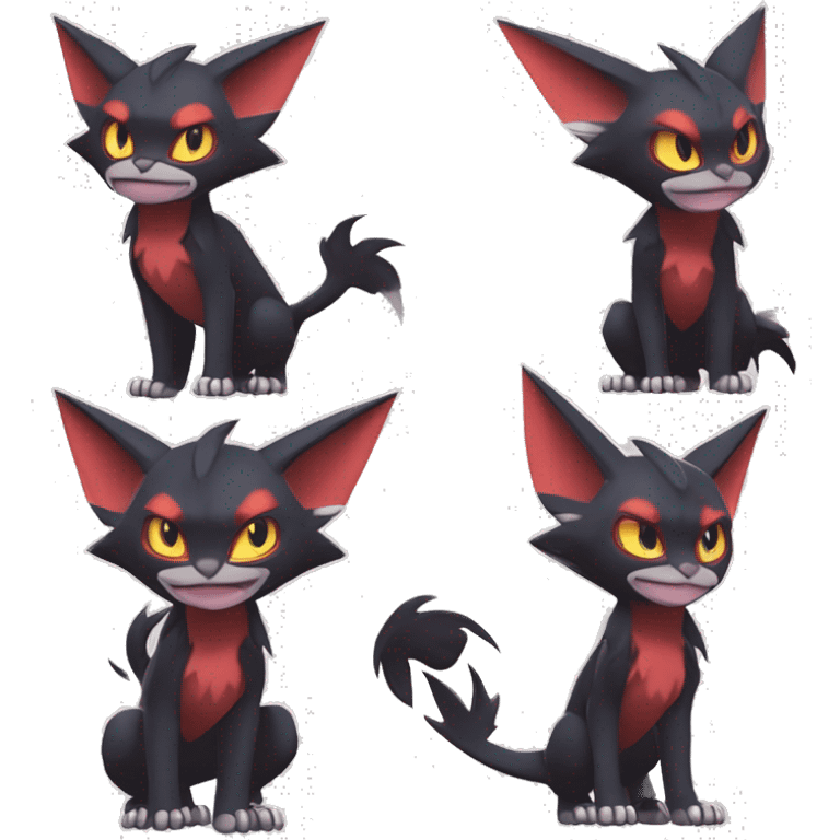 Edgy Cute Cool Kawaii Litten-Noivern-Zoroark-Torracat-Noibat-Pokémon Full Body emoji