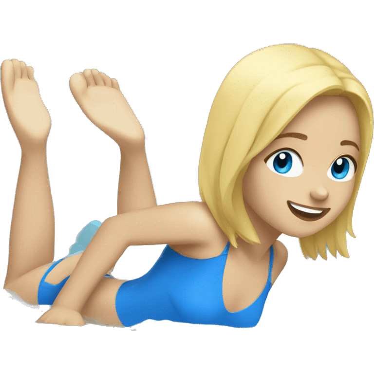 girl swimming blonde hair blue eyes full body with flippers emoji