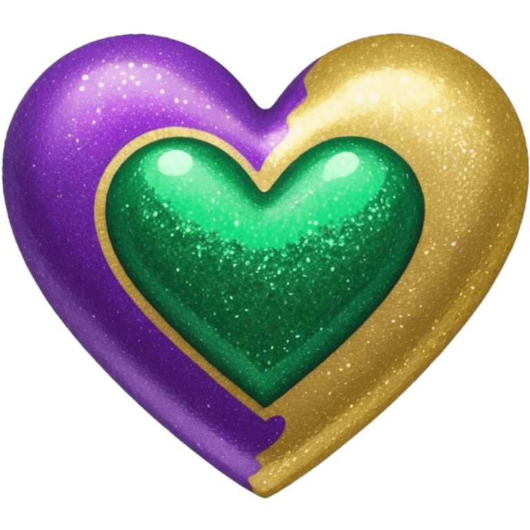 Gold, purple and green glitter heart  emoji