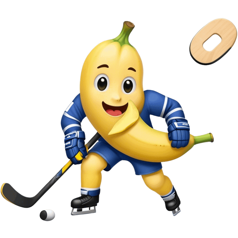 Banana playing hockey emoji