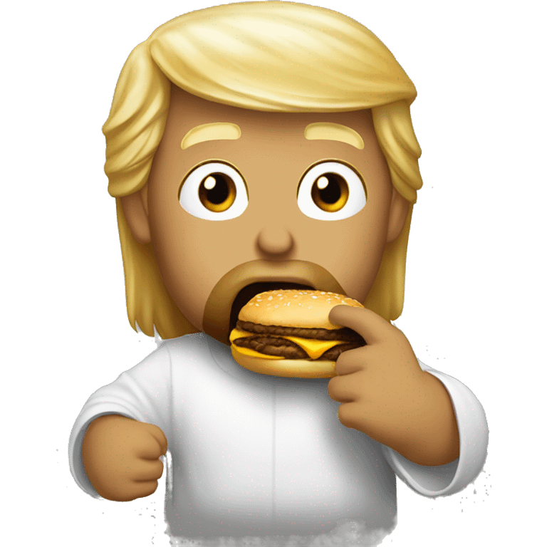 Donald trump eating McDonalds with Jesus emoji