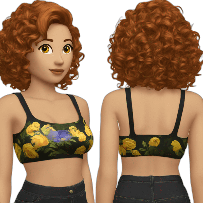 Rousse foncé crop top vert emoji