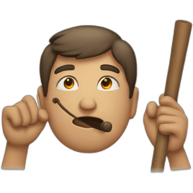 holding a rod with both hands towards mouth emoji