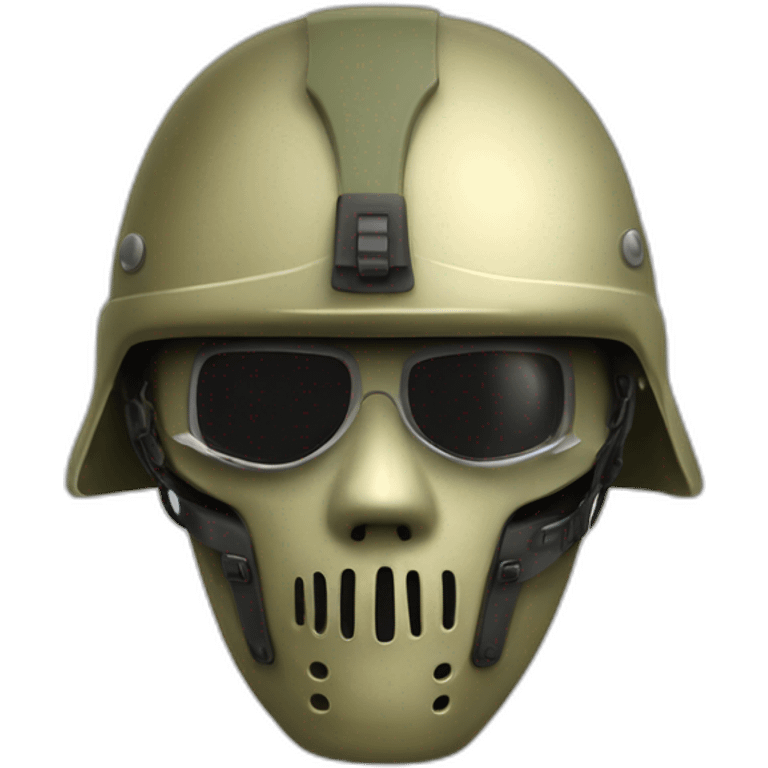 Masque  squelette et deux yeux casque militaire sérieux emoji