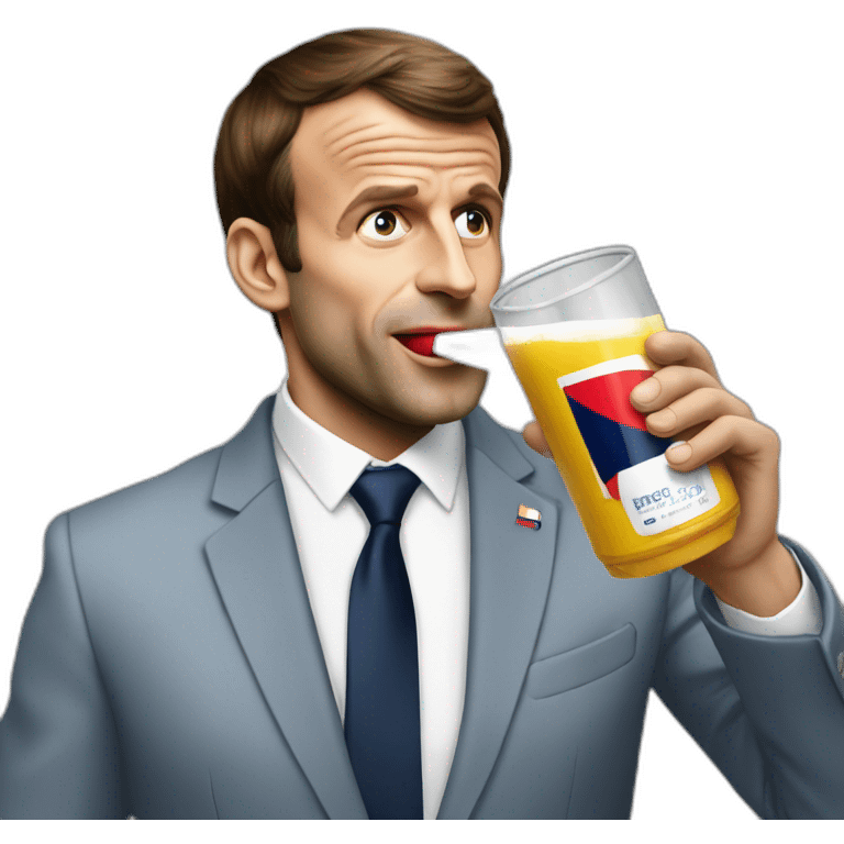 Emmanuel macron drinking redbull emoji