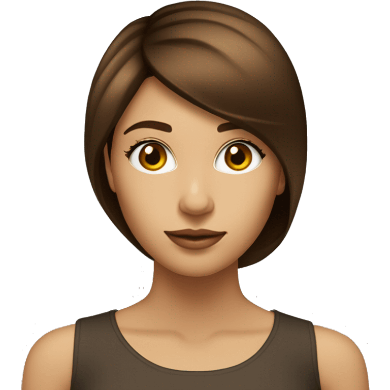 Femme cheveux brun foncé long lisse yeux marrons  emoji