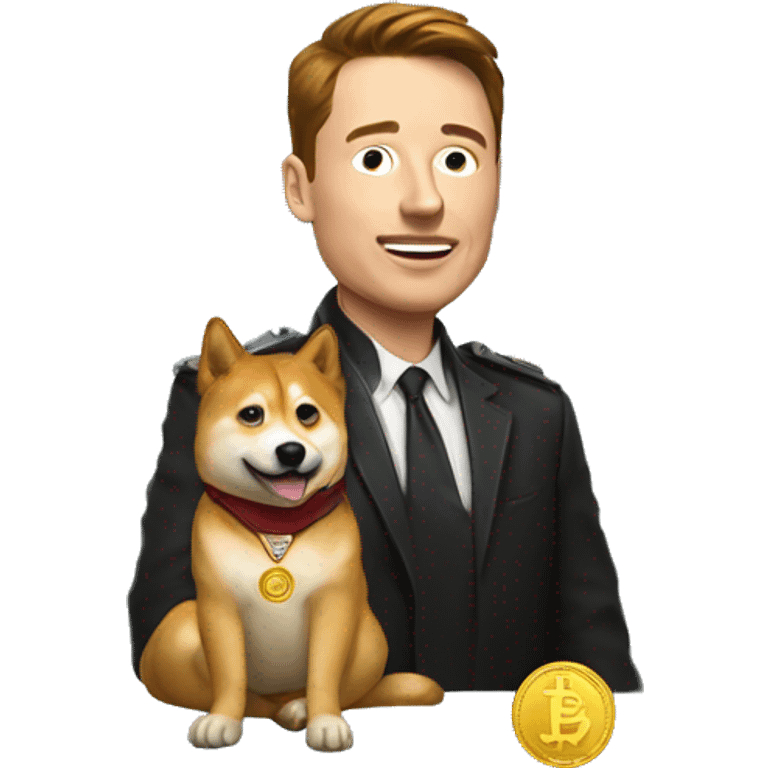 Elon with a doge coin emoji