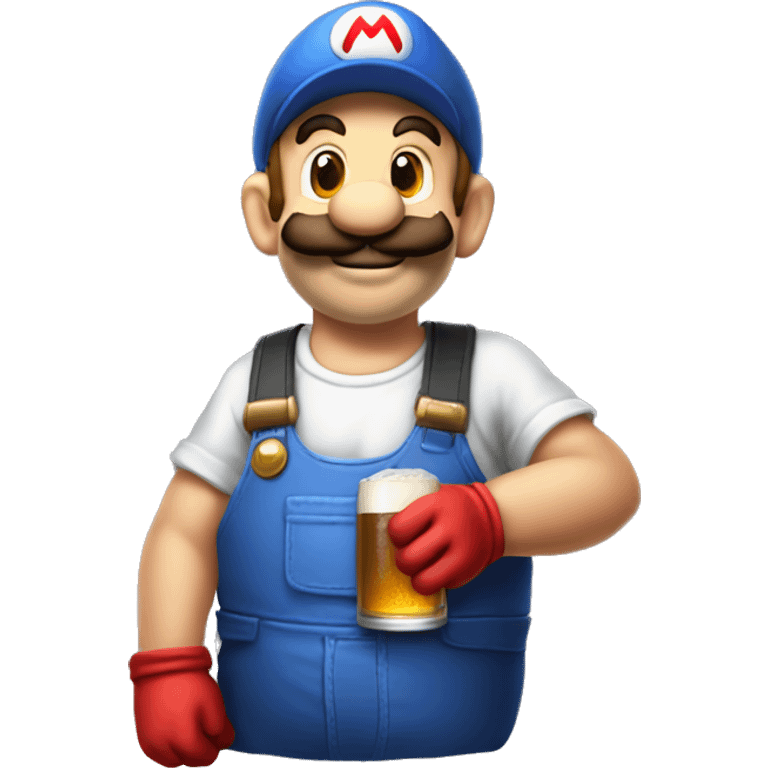 Mario plumber drinking beer with a shirt that reads “HOPE” with a pipe wrench logo emoji